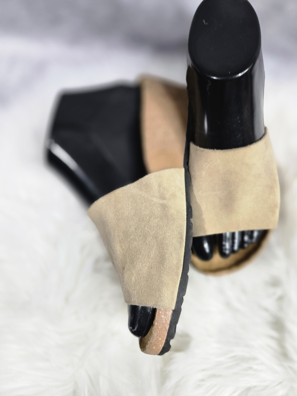 Marina Luna Beige Suede Slide Mules
